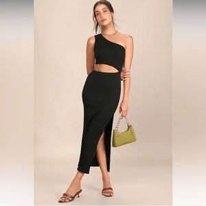 NWOT Lulus Spice Things Up Black Cutout Midi Dress Small